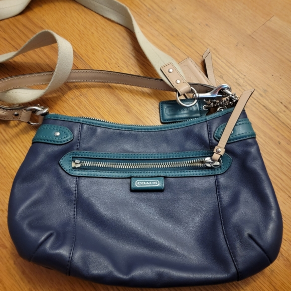 Coach Handbags - Coach blue and green cross body ourse